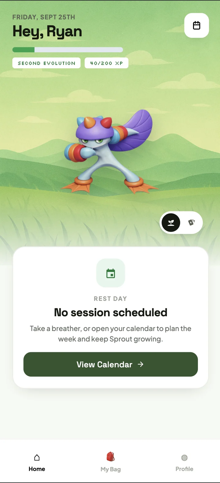 Flexcel home screen with your Eve